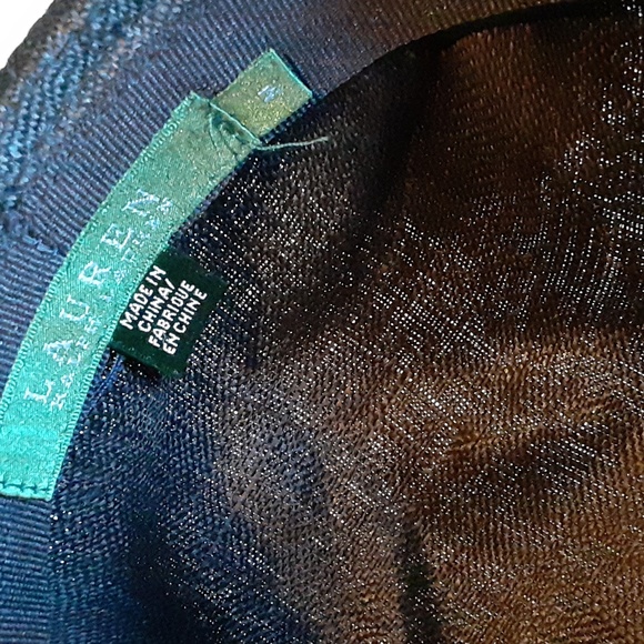 Lauren Ralph Lauren Black Feather Trimmed Fedora Hat Cap Size Medium - Picture 5 of 6